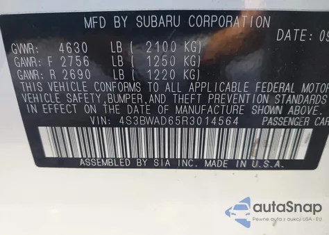 2024 Subaru Legacy Premium from USA, damaged, VIN 4S3BWAD65R3014564